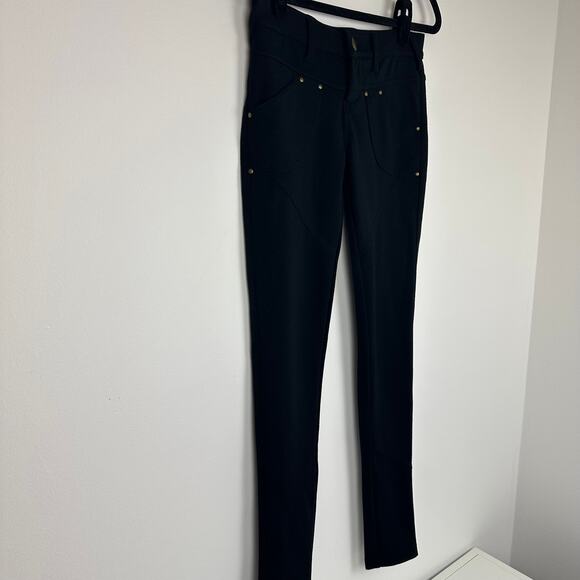 Free People Womens Moto Skinny Slim Fit Classic Low Rise Solid Black Jeggings 24 - Picture 5 of 8